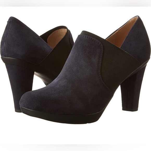 NEW Geox D Inspiration B Heeled Ankle Boots Shoeties in Navy Blue Suede Leather - Picture 8 of 16